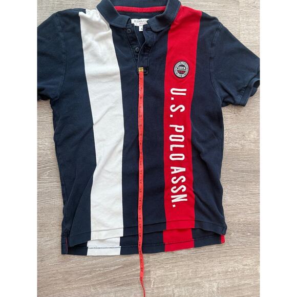 US Polo Assn Men's Polo Shirt Large Red White Blue - Picture 3 of 5